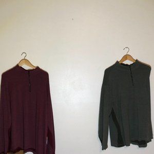 QTY 2 - Roundtree & Yorke 1/4 zip pullovers; Green, Red